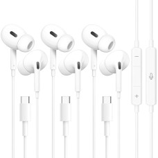 USB C Wired Earphones, In-Ear Headphones with Microphone and Volume Control, Hi-Fi Stereo Noise Earbuds for iPhone 15/Plus/Pro Max/Pro, Samsung Galaxy S24, S23, S22 Ultra, iPad Pro/Air/Mini