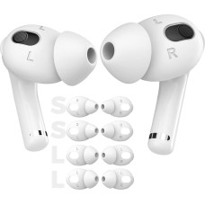 AhaStyle 4 Pairs AirPods 3 Silicone Earbuds [Will Not Fit in Charging Case], Compatible with Apple AirPods 3 2021 (2 Pairs Large + 2 Pairs Small, White)