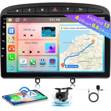 [8 Core 4+64GB] Android 13 Car Radio, Wireless CarPlay Android Car, for Peugeot 308/408 2007-2013 Radio, Screen 9 Inch, Bluetooth, Mirror Link, GPS WiFi DSP FM SWC USB