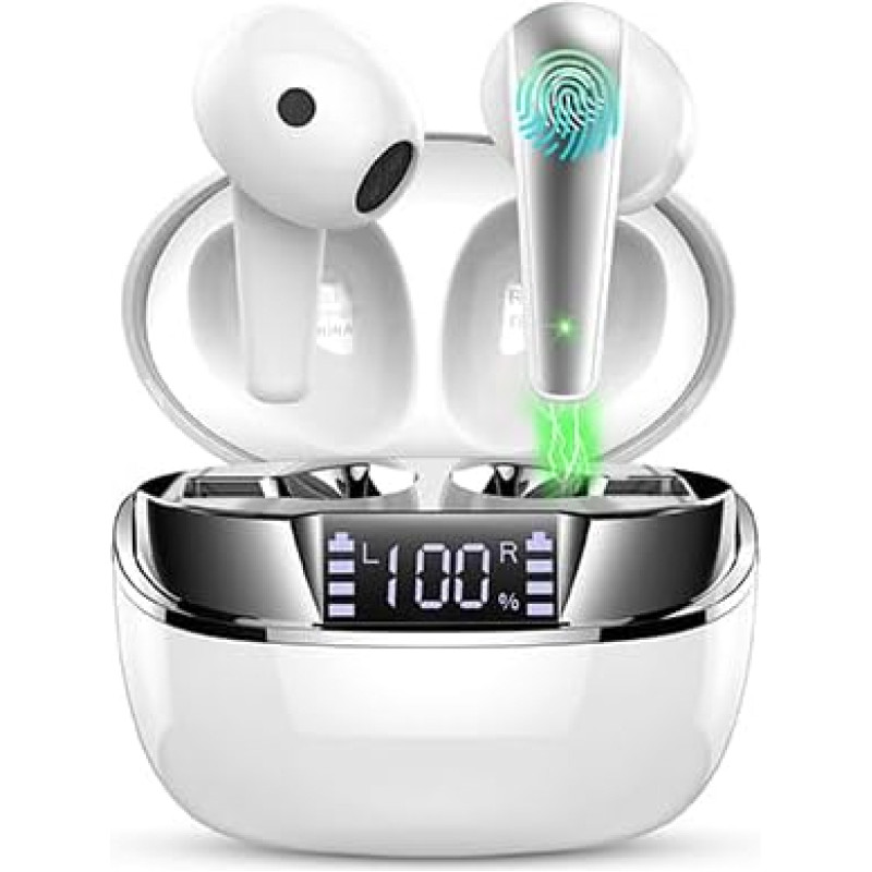 Headphones Wireless Bluetooth 5.3, In-Ear Bluetooth Headphones with 4 ENC Noise Cancelling Microphone, 2024 Wireless Headphones with USB-C, 35 Hours Deep Bass Wireless Earbuds IPX7 Waterproof