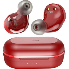 TOZO NC9 Bluetooth Headphones with Active Noise Cancelling Touch Control Bluetooth 5.0 In-Ear Stereo with Charging Case, Built-in Microphone Headset Premium Deep Bass for Sports Red