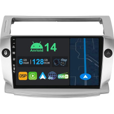 YUNTX 9 Inch Android 13 Car Radio with Sat Nav for Citroen C4/C-Quatre/C-Triomphe 2004-2012 | Octa Core | 6GB 128GB | Built-in 4G LTE | CarPlay & Android Car | DSP | DAB | QLED | Dual Band WiFi