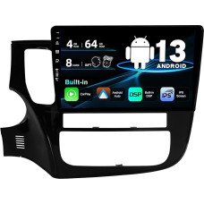 SXAUTO Android 13 Car Radio for Mitsubishi Outlander (2012-2018) - Built-in Carplay/Android Car - LED Camera + Mic - 4G + 64G - DAB 360-CAM Steering Wheel Control Fast Boot WiFi AHD - 2 DIN 10.1 Inch