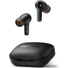 Donner Bluetooth Kopfhörer mit Geräuschunterdrückung, In Ear Kopfhörer kabellos mit 12mm Audiotreiber, intensiver Bass, Noise Cancelling Kopfhörer mit 4 Mikrofone, 32 Std Akku, Bluetooth 5.2, Schwarz