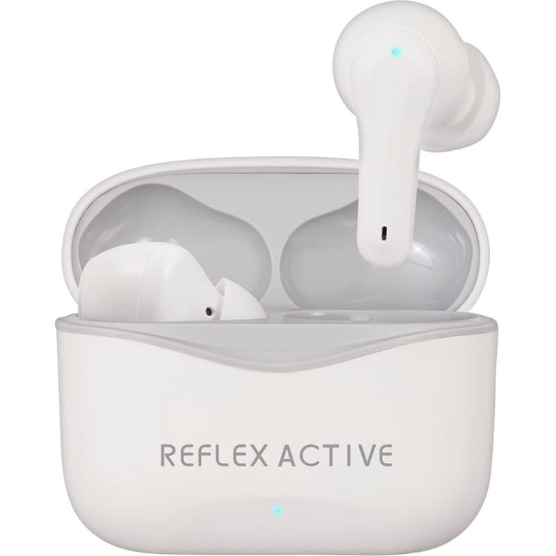 Reflex Active Pro TWS Inear BT5.2 Headphones with Active Noise Cancelling and Safe Space Transparency. White Rubber Finish with Branded Logo on the Case