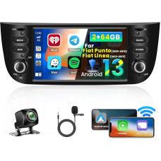 Inefala 2+64GB Android Carplay Car Radio for Fiat Punto 2010-2016/Linea 2012-2015, 6.2 Inch Touchscreen Radio with CarPlay Android Car, Bluetooth, Mirror Link, WiFi, GPS, RDS FM, AHD Reversing Camera