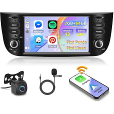 Inefala 2+64B Android Carplay Car Radio for Fiat Punto 2010-2016/Linea 2012-2015, 6.2 Inch Touchscreen Radio with CarPlay Android Car, Bluetooth, Mirror Link, WiFi, GPS, RDS FM, AHD Reversing Camera