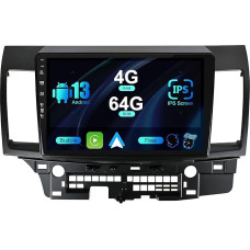 SXAUTO Android 12 IPS Car Radio for Mitsubishi Lancer (2010-2016) - Built-in Carplay/Android Car/DSP - LED Camera + MIC - 4G + 64G - DAB 360-CAM Steering Wheel Control Fast Boot WiFi - 2 DIN 10.1 Inch