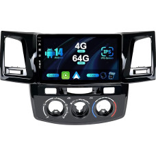 SXAUTO Android 12 IPS Car Radio for Toyota Fortuner Hilux Revo Vigo (2004-2014) - Built-in Carplay/Android Car/DSP - LED Camera + MIC - 4G + 64G - DAB 360-CAM Steering Wheel Control Fast Boot - 2 DIN