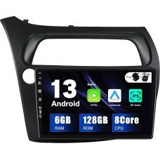 SXAUTO - 6G + 128G - Android 12 IPS Car Radio for Honda Civic (2006-2012) - Built-in Carplay/Android Car/DSP - LED Camera + MIC - DAB Steering Wheel Control Fast Boot 360-CAM AHD WiFi - 2 DIN 9 Inch