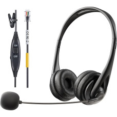 Voistek RJ9 Telephone Headset with Microphone Noise Reduction, Volume Control and Quick Disconnect Headphones for T46G T48G T42S T46S T48S T42U T43U T54W T57W T58W VP59 ect. (Binaural)