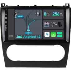 YUNTX [8GB + 256GB] Android 12 Car Radio for Benz C-Class W203 W209 C180 C200 CL203 C209 (2004-2007) [Integrated CarPlay/Android Car/DSP/GPS]-9 Inch IPS Touch Screen CAM + MIC-DAB/Mirror