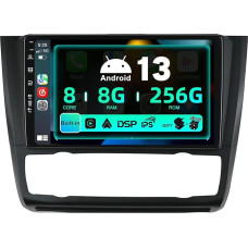 SXAUTO ¦ 8G + 256G ¦ Android 13 IPS Car Radio for BMW 1 Series E81 E82 E87 E88 (2004-2012) - Built-in Carplay/Android Car/DSP - Camera + MIC - DAB Steering Wheel Control Fast-Boot 360-CAM AHD - 2 DIN