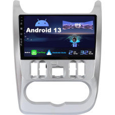 Android 13 IPS Car Radio Suitable for Renault Logan / L90 / Lada Largus (2009-2012) - Built-in CarPlay / Android Car - Reversing Camera Free - 2G + 32G - Steering Wheel Control DAB Fast Boot WiFi - 2