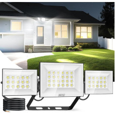 Viugreum 200 W LED Spotlight, 20000 LM LED Spotlight Outdoor, 6500 K Three-Head Floodlight Outdoor, IP66 Outdoor Spotlight LED Waterproof, 216 Honeycomb Lamp Beads Outdoor Beam for Garage, Yard