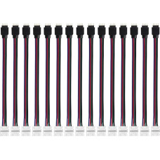 15pcs RGB LED Strip Connectors 4 Pin 6.3 Inch 5050 RGB LED Strip Connectors Jumper Adapter for 5050 Strip Extension and Connector for Lights SMD Strip