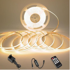COB LED šviesos diodų juostos 5 m ilgio, lanksčios, 24 V ir 230 V, LED juostos su apšvietimu, natūralios 4000 K, IP20, CRI90+, LED šviesos diodų juostos su apšvietimu, skirtu namams, butams, barams ir patalpoms.