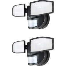 2 Pack Xtralite NiteSafe X2 Twin Security Motion Activated LED Spotlight, Wireless Battery with Adjustable Heads, IP44, 400 Lumens (5000K)