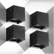 4 vnt. aplikuojamų išorinių/vidinių šviestuvų, 12 W 6500 K Luz Blanca Fría Aplikuojami vidiniai šviestuvai, nepralaidūs vandeniui IP65, reguliuojamo aukščio, skirti terasai, terasai, salonui, sodui