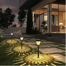 MIFXIN Saulės sodo žibintai Lauko saulės vandeniui atsparūs kelio žibintai, LED automobilio jungiklis iki 12 valandų su šilta šviesa sodui, vejai, privažiavimo keliui, kiemui, keliukui (šilta šviesa + RGB)