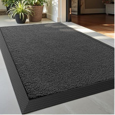 DEXI Outdoor Doormat, Non-Slip Dirt Trapper Mat, Washable & Weatherproof, Thin Door Mat, Door Mat for Entrance Area and Outdoor Use, 60 x 90 cm, Grey