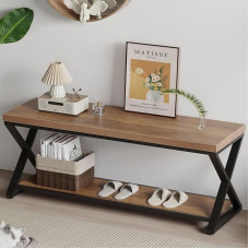 IBF Rustic Entrance Bench, medinis batų suolas su laikymo vieta ir sėdima vieta, medinis ir metalinis miegamojo suolas, ūkis, suolas, įėjimo suolas, fojė, įėjimas, prieškambaris, svetainė,