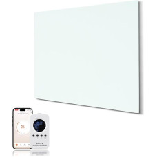 Infraraudonųjų spindulių stiklo šildytuvas 300 W, infraraudonųjų spindulių stiklo šildytuvas su nuotolinio valdymo pulteliu, 50 x 60 cm, elektrinis šildytuvas su apsauga nuo perkaitimo, WiFi (Tuya Smart), baltas, TÜV.