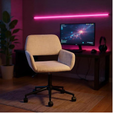 FurnitureR Beige Gaming Chair, Modern Design, Chenille Material, Adjustable Height, Comfortable Office and Work Chair