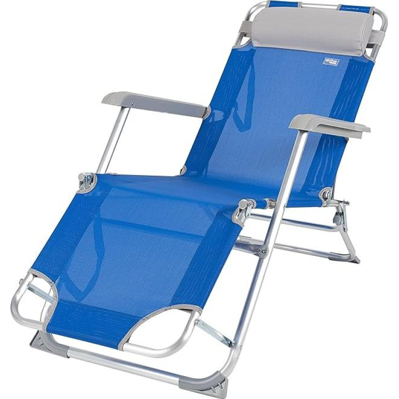 AKTIVE Folding Sun Lounger Chair with Cushion 2 Positions Aluminium and Textiles 47 x 95 x 75 cm Max Weight 110 kg Folding Sun Lounger for Beach, Patio and Camping