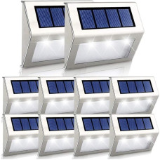 Nateer Solar Garden Light, Solar Wall Lights with Light Sensor, 3 LED Waterproof Wireless Stainless Steel Solar Lamp for Outdoor, Stairs, Fence, Gutters, Balcony, Patio