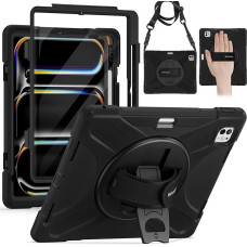 BRAECN Pro 13 colių dėklas M4 (2024), tvirtas apsauginis dangtelis su ekrano apsauga, 360° kampu besisukančiu dirželiu ir stovu, pieštuko laikikliu ir petnešėle, skirtas 