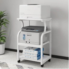 PUNCIA 50 x 40 x 73 cm spausdintuvo stovas, spausdintuvo stalas su reguliuojamu laikymo skyriumi, 3 pakopų riedantis spausdintuvo vežimėlis su ratukais namų biurui, daugiafunkcinės lentynos šilumos spaudai