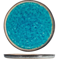 H&h Set of 6 Piatti Piani Teide in Stoneware Azzurro cm 27