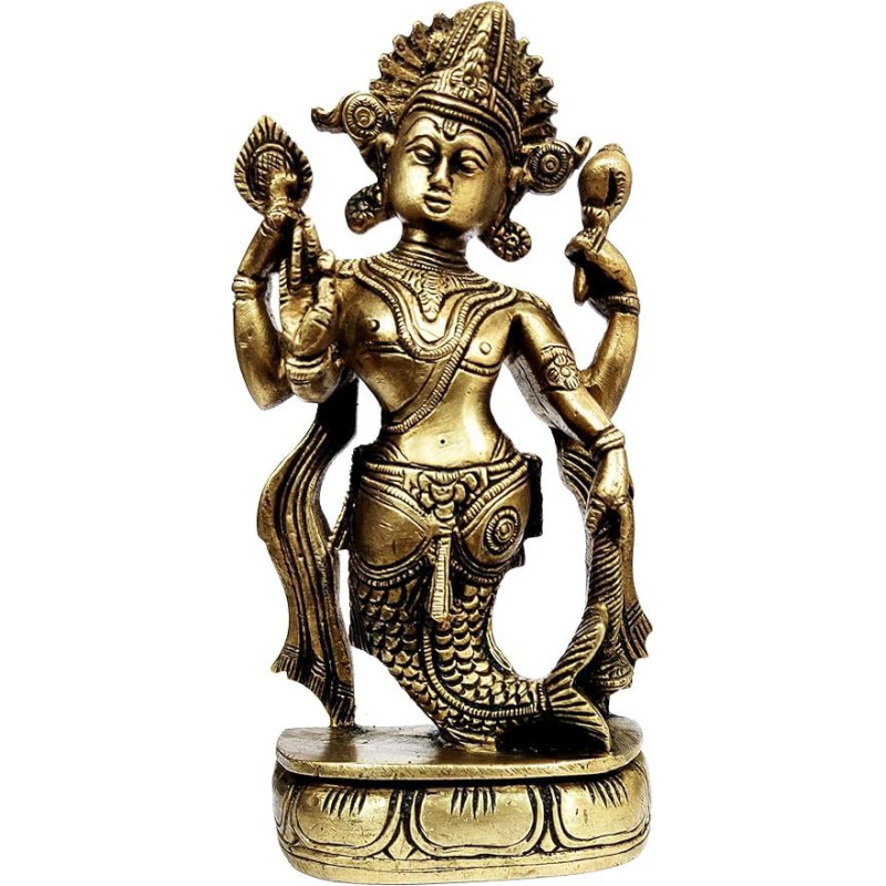 Purpledip 12069 Viešpats Višnu Matsya Avatara žalvario retas kolekcionuojamas statulėlė