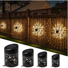Solar Lights for Outdoors, Pack of 4 Solar Wall Light, Outdoor Fence Light, Garden LED Solar Light for Outdoor Wall, IP65 Waterproof Solar Lantern, Lanterns for Patio, Facade, Garden