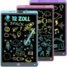 LCD rašymo lenta, 3 vnt., 12 colių piešimo lenta su užrakinamu trinimo mygtuku, rašymo lenta su rašikliu, aplinkos apsauga, akių apsauga, magiška lenta, edukacinė žaislinė dovana 3-8 metų vaikams