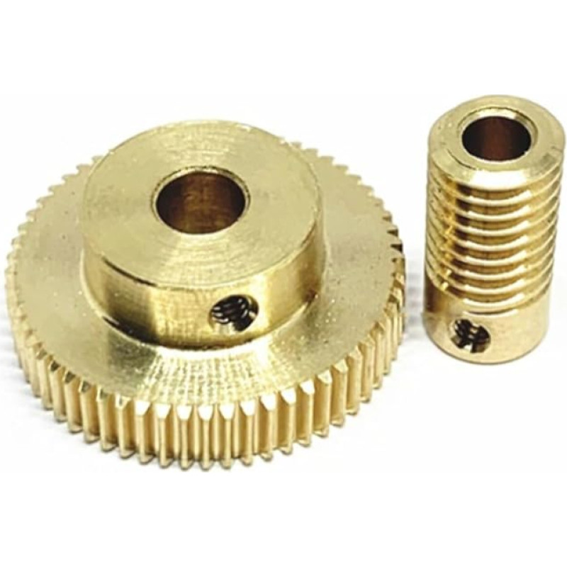 Krumplinė spiralinė 0,3 modulio sliekinių pavarų rinkinys 25T 35T 45T 55T 70T 80 dantukų Spur Gear 1:20 1:30 1:40 1:50 1:60 sliekinė pavara Mitre Worm dydis: 2 mm sliekas, spalva: 60 dantukų + 4 mm sliekų strypas)