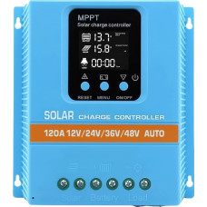 120A Solar Charge Controller 12V 24V 36V 48V Intelligent Recognition LCD Display Battery Intelligent Regulator Maximum 100V Input Dual USB for Lead Acid / Lithium Battery