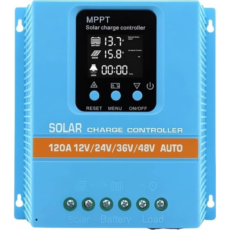 120A saulės energijos įkrovimo valdiklis 12V 24V 36V 48V Išmanusis atpažinimo LCD ekranas Išmanusis akumuliatoriaus reguliatorius Maksimalus 100V įėjimas Dviguba USB jungtis švino rūgšties / ličio akumuliatoriui