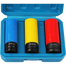 Radsteckschlüsselsatz, metrisch, 17 mm, 19 mm, 21, mit Aufbewahrungskoffer, Steckschlüsselsatz, 3 teiliges Set, 3 teiliges Set, 9,8 cm