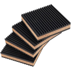 Gummi-Kork-Verbundmatte für Geräte, 4 Stück, 100 x 100 x 22,3 mm, Stoßdämpfung, geräuscharm, rutschfest, gestreiftes Design, verschleißfest, für den industriellen Gebrauch zu Hause