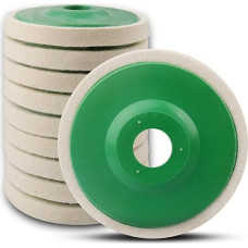 ATOPLEE Thickened 12 mm Wool Polishing Disc, Pack of 10 115 mm DIA Polishing Disc for 115 mm Angle Grinder, Wool Felt Polishing Disc for Metal, Marble, Wood (Hole Diameter: 22 mm, Thickness: 12 mm)