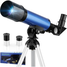 Cowiewie Telescope for Children Telescopes Outdoor Space Astronomy Beginners Includes Two Eyepieces Portable Refractor Spotting Scope with Tripod Gifts