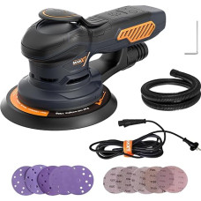 MAXXT bešepetėlinis orbitinis šlifuoklis 6 colių popieriui, elektrinis atsitiktinis orbitinis šlifuoklis su 10000 aps/min, 10 šlifavimo popierių ir 6 kintamais greičiais
