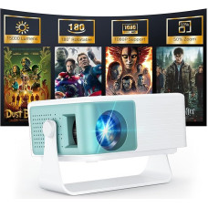 WOLFANG Mini Beamer, Tragbarer Projektor mit 1080P Eingabeunterstützung, nativer 720P Auflösung, Automatischer Keystone-Korrektur, 50% Zoom & 180° Drehung, Kompatibel mit iOS/Android/Laptop/TV Stick