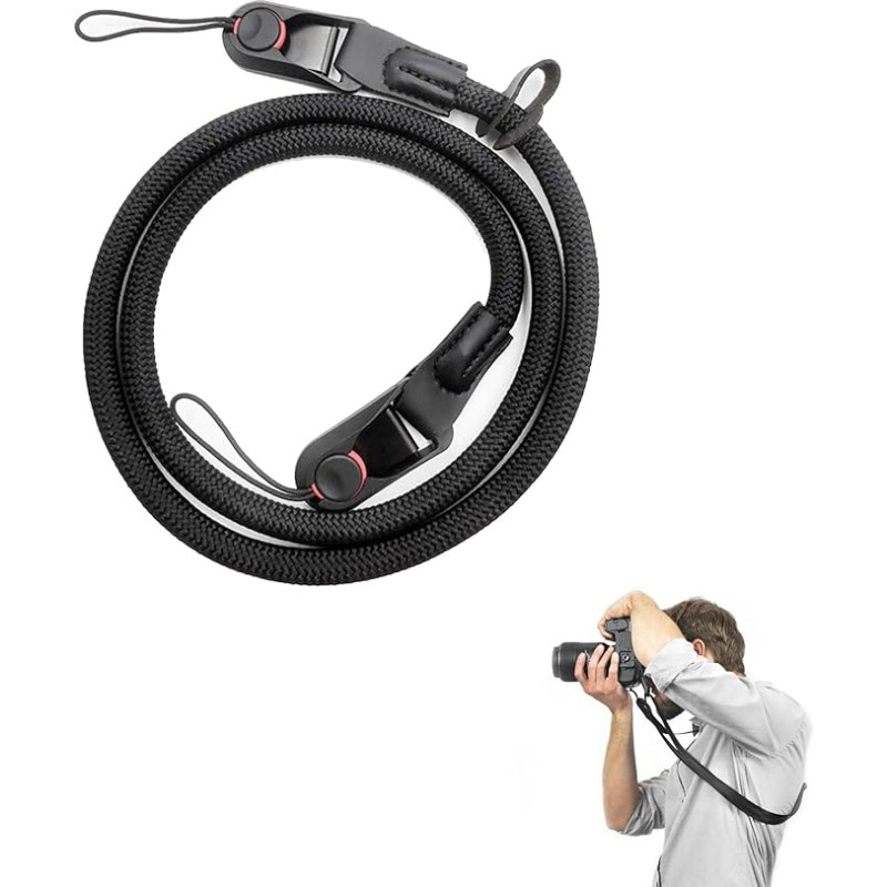 Fotoaparato dirželis, fotoaparato peties dirželis su greito atlaisvinimo sistema, 110 cm, laipiojimo virvė, fotoaparato peties dirželis, laipiojimo virvės fotoaparato dirželis, fotoaparato kaklo peties dirželis, skirtas SLR DSLR fotoaparatui