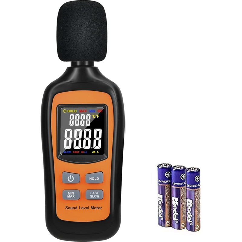 Decibelų matuoklis Nešiojamasis SPL matuoklis nuo 35dB iki 135dB Temperatūros funkcija A-svorio triukšmo matuoklis namams Tylūs kaimynai Gamykla
