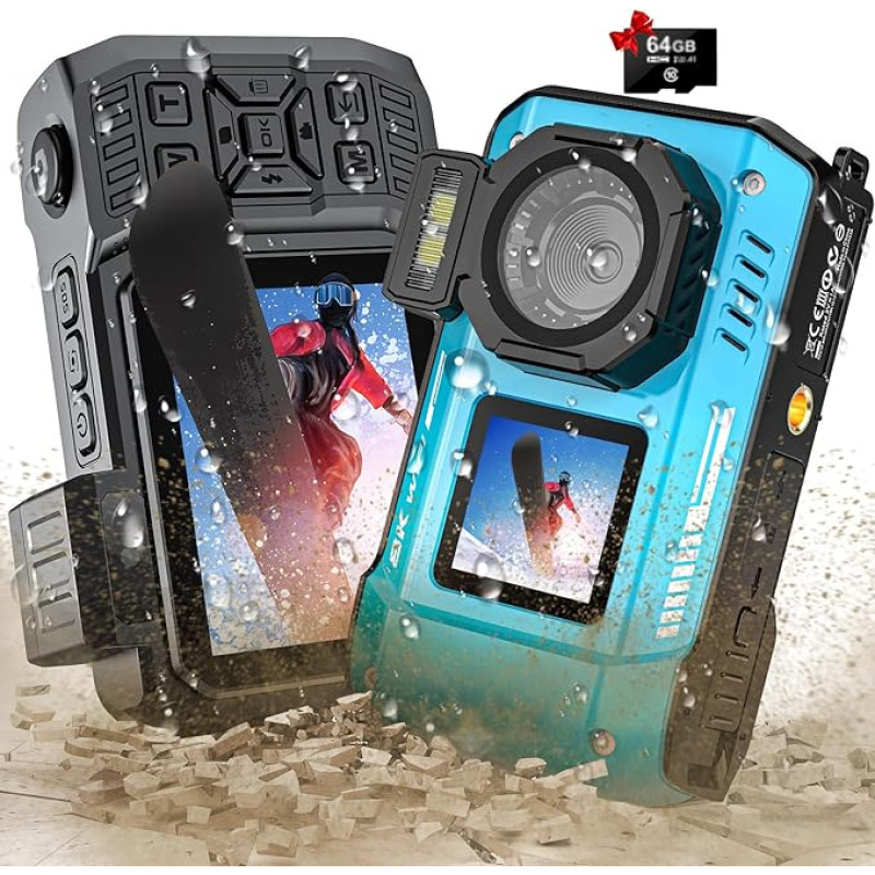 Skaitmeninis fotoaparatas, Yixinxin 8K povandeninis fotoaparatas, 70MP automatinio fokusavimo 33FT WiFi skaitmeninis fotoaparatas, atsparus vandeniui su 64GB kortele, dvigubas ekranas, 2500 mAh baterija, 16X plaukiojantis skaitmeninis fotoaparatas, skirta