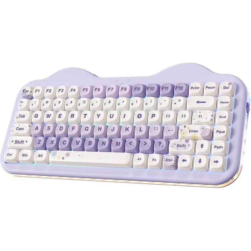 YUNZII C75 75% RGB belaidė mechaninė belaidė žaidimų klaviatūra, BT5.0/2.4G/USB-C kreminė klaviatūra, 