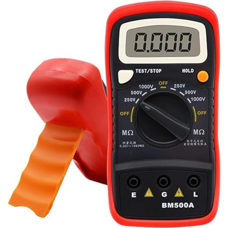 Skaitmeninis izoliacijos matuoklis BM500A 250V/500V/1000V Megohmmeter mit 0-2000MΩ Bereich, Dual-Isolationsschutz, Hochspannungsalarm, kompakt industriell